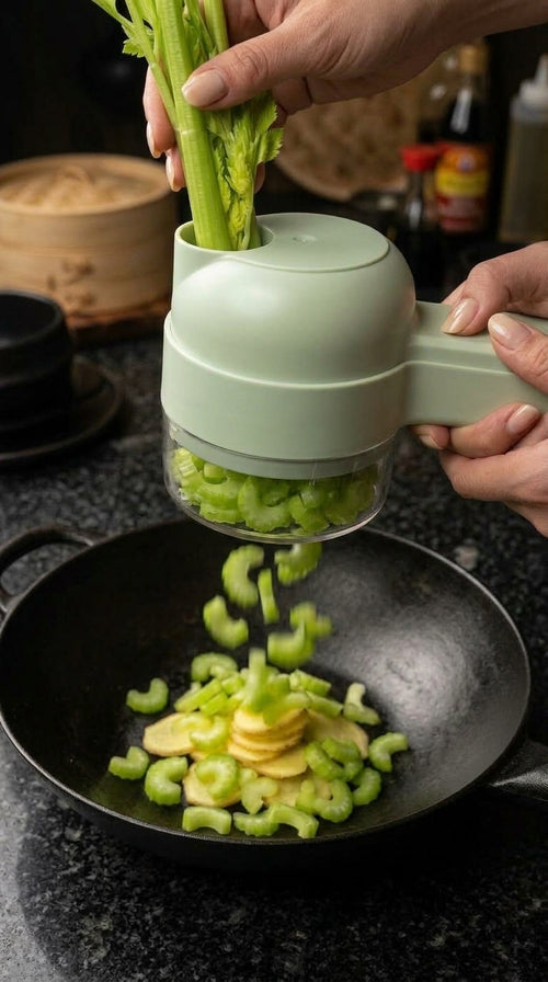 Pluch' 4-en-1 — Coupe-Légumes & Hachoir Sans Fil